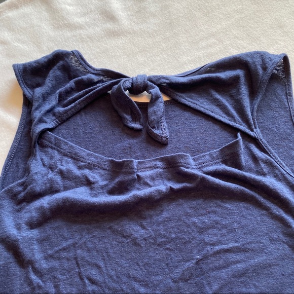 Petite Navy Tank Top with Keyhole Tie in the Back - Picture 6 of 6